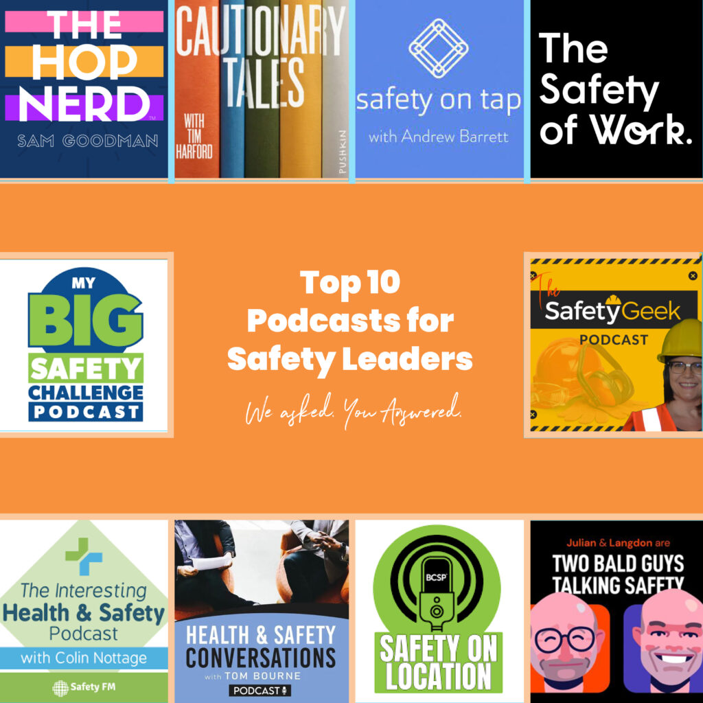 Collage of the top 10 podcasts for safety leaders